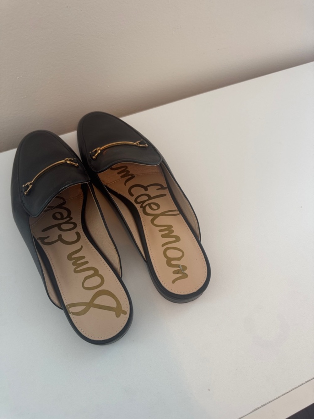 Sam Edelman Black Leather Mule Loafers with Gold Bit - Picture 4 of 4